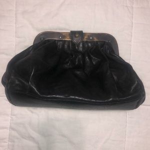 All Saints black leather clutch
